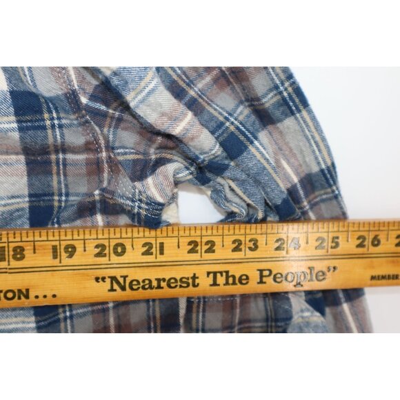 L.L. Bean Slightly Fitted Hooded Plaid Flannel Shirt M-Reg Button-Front Western - Picture 3 of 16